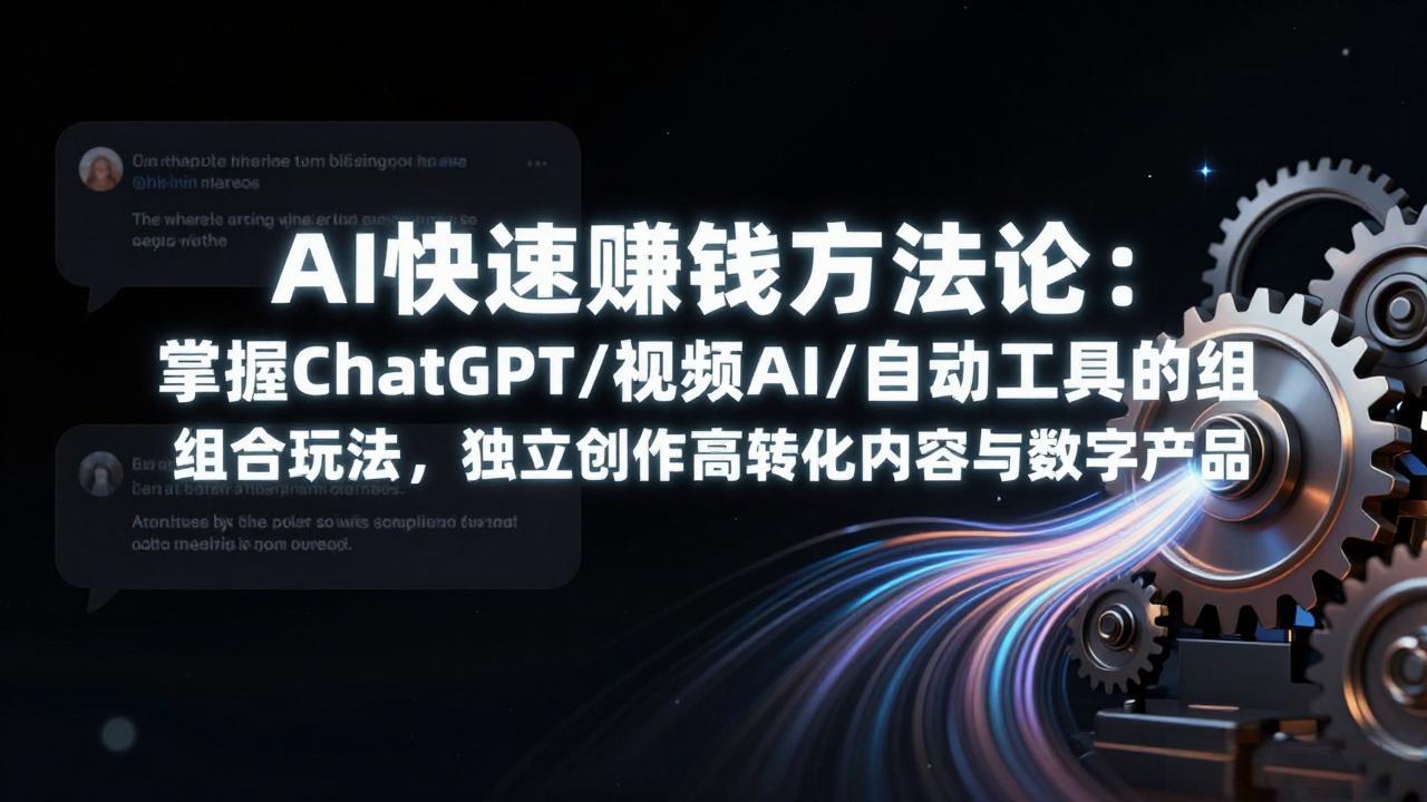 闲鱼引流-AI商业变现课程封面图：展示ChatGPT、AI图像生成与自动化工作流融合界面