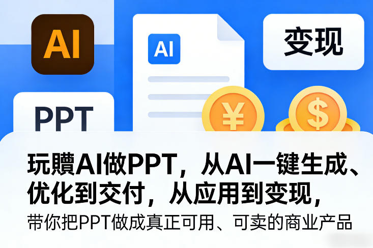闲鱼引流-AI驱动PPT全流程创作：涵盖智能生成、风格复刻、多工具协同与商业变现闭环