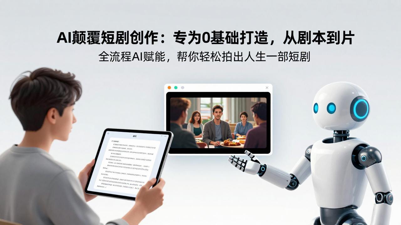 闲鱼引流-AI短剧创作课程封面图展示智能剧本生成与分镜设计全流程