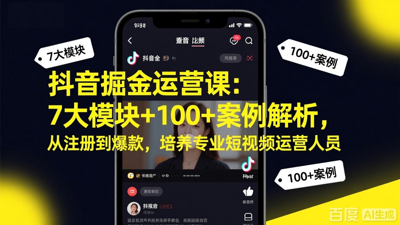 (图1) 闲鱼引流-抖音运营实战课程封面图:系统化短视频算法解析与高权重账号打造教学场景