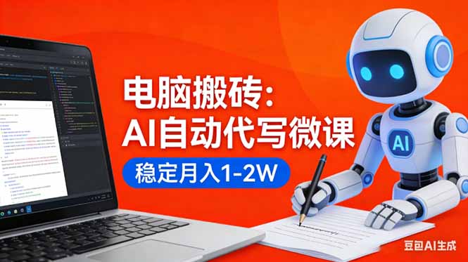 闲鱼引流-AI微课制作实战教学场景：电脑屏幕显示智能脚本生成与课件自动排版界面