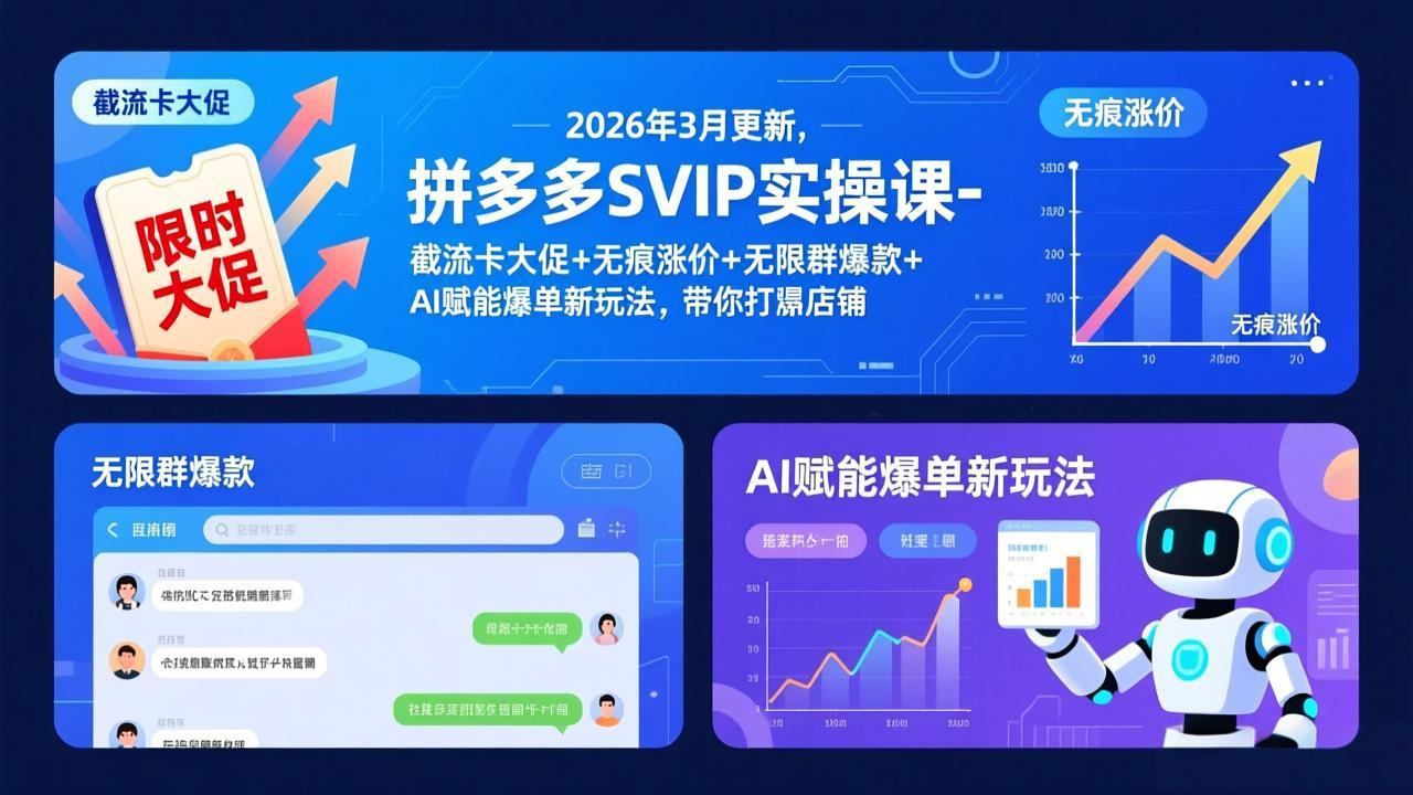 闲鱼引流-老陶电商拼多多抖音双平台S<a href="https://www.zdlhp.com/vipkecheng/" title="VIP课程" target="_blank">VIP课程</a>封面图，含2026年AI爆单标识与爆款案例展示