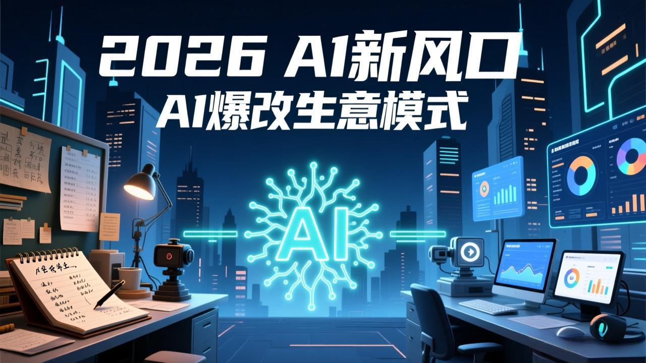 闲鱼引流-AI创富课程封面图：2026趋势解读+短视频直播双引擎教学场景