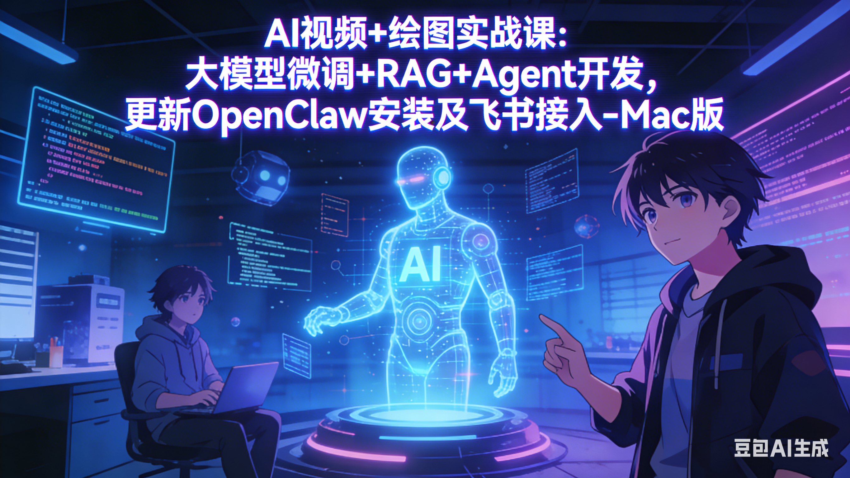 零门槛上手！AI视频与绘图实战课含大模型微调、RAG及Agent开发，附Mac版OpenClaw安装与飞书接入指南