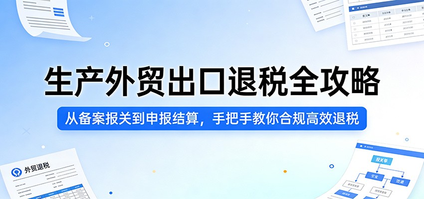 闲鱼引流-出口退税实操课程封面图，展示生产企业与外贸企业退税申报流程示意图