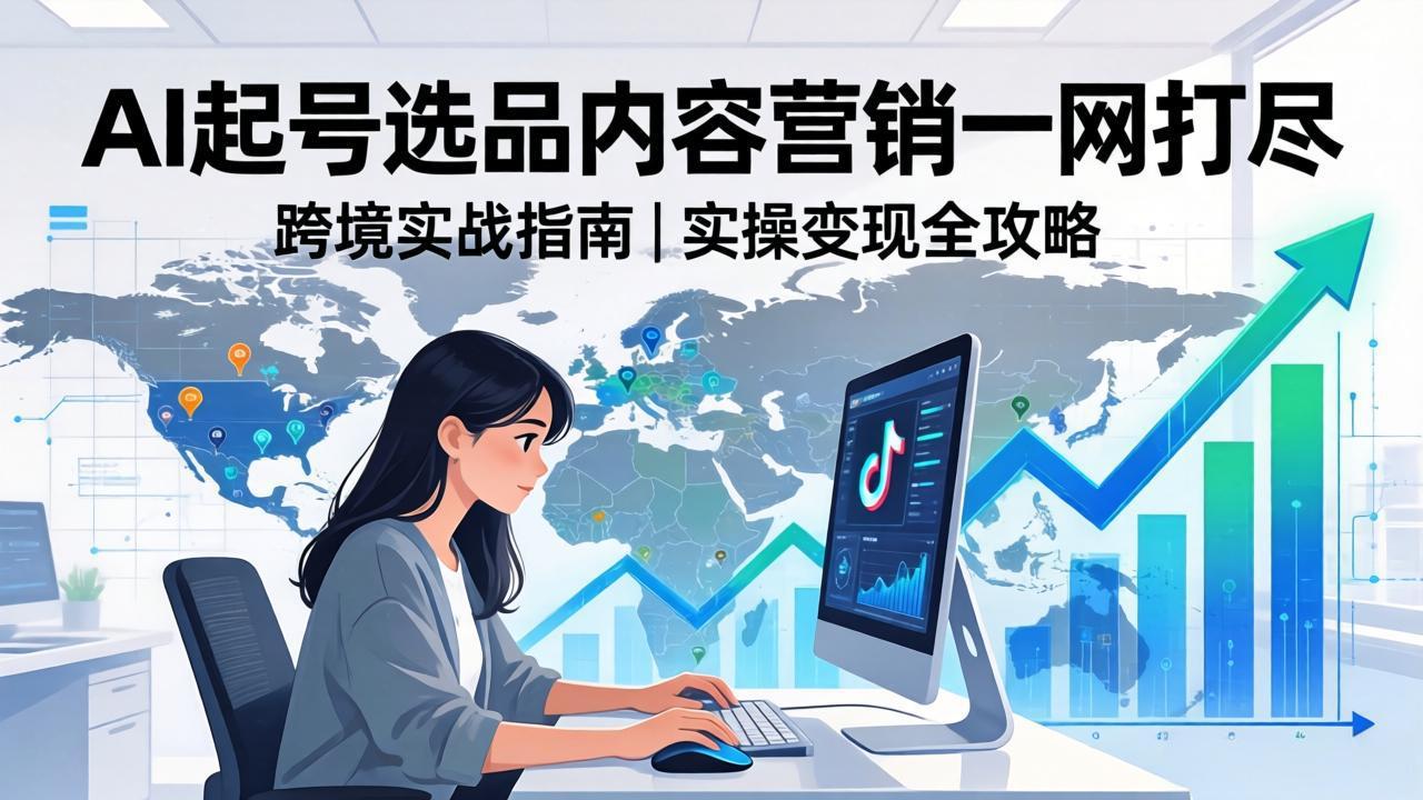 0成本启动！TikTok跨境AI实操课：3步搞定起号、选品与内容变现，新手7天精准获客