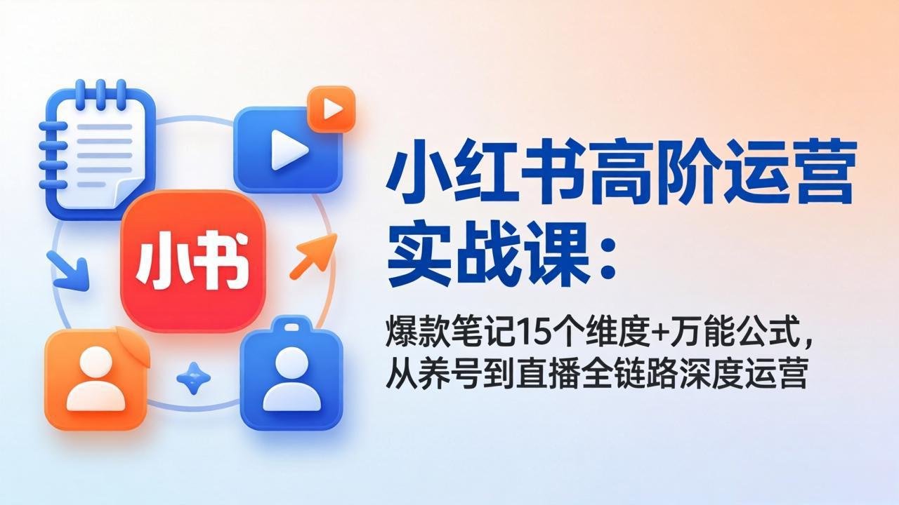 小红书0成本起号实战课：3步搞定精准引流，从养号到直播变现全链路拆解