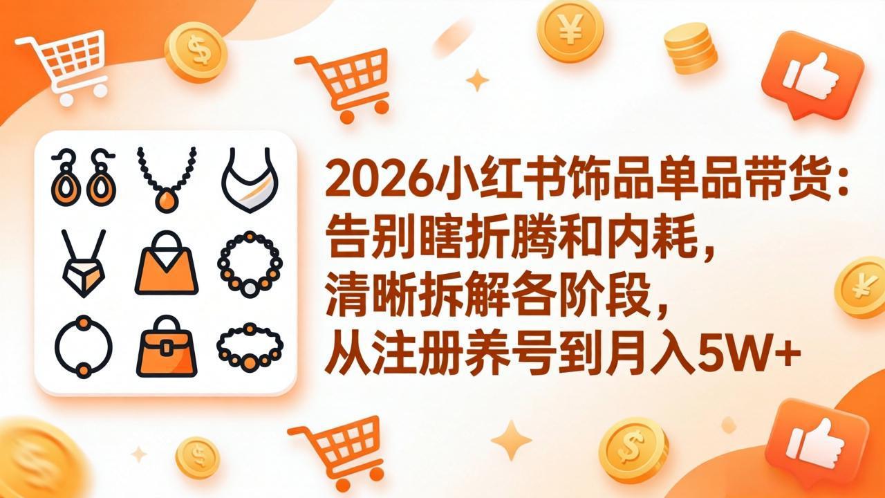 <a href="https://www.zdlhp.com/remen/9257.html" title="闲鱼" target="_blank">闲鱼</a>引流-小红书饰品带货实战课程封面图：纯子老师主讲，聚焦饰品垂直领域单品爆单方法论