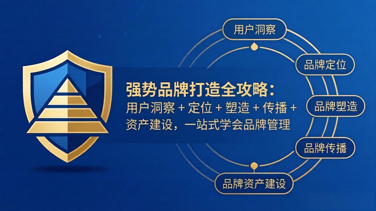 <a href="https://www.zdlhp.com/remen/9257.html" title="闲鱼" target="_blank">闲鱼</a>引流-品牌战略管理课封面图：专业讲师与品牌金字塔视觉模型结合，突出系统性与实战性