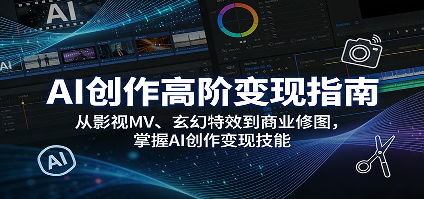闲鱼引流-AI高阶课程封面图：三国英雄MV+玄幻特效+数字人实战组合视觉展示
