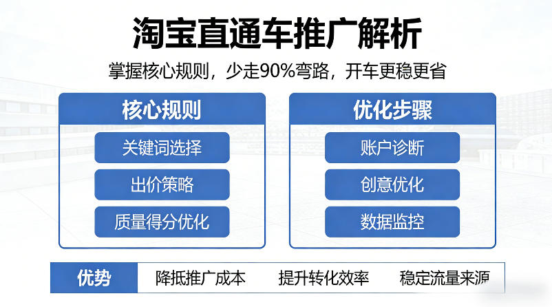 淘宝直通车0成本起手！新手也能上手的3步精准引流法，省预算稳转化