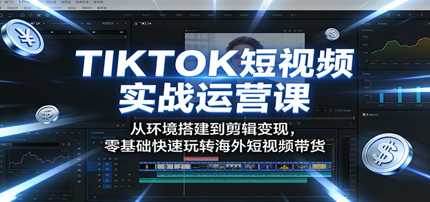 <a href="https://www.zdlhp.com/remen/9257.html" title="闲鱼" target="_blank">闲鱼</a>引流-TIKTOK手机环境搭建与剪辑实操课程封面图，含多端工具包与高播放技巧