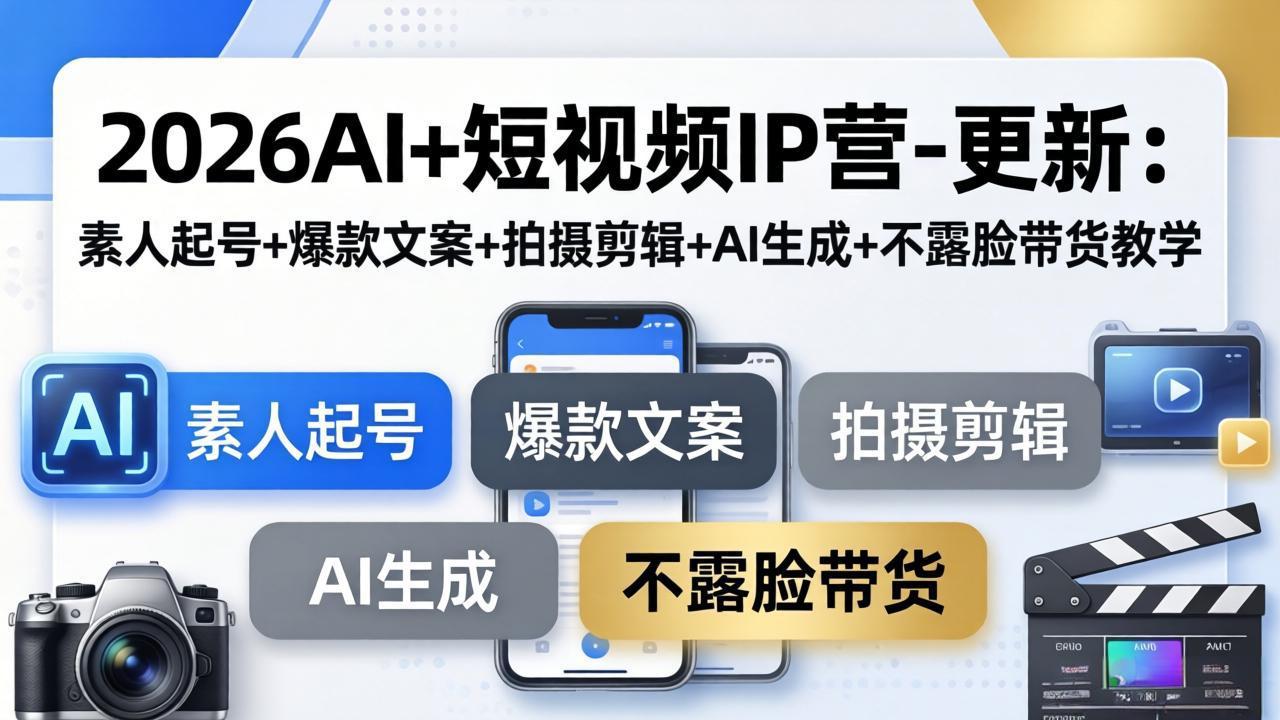 0成本启动！7天掌握素人短视频起号、AI文案生成与不露脸带货全流程变现方法
