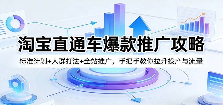 <a href="https://www.zdlhp.com/remen/9257.html" title="闲鱼" target="_blank">闲鱼</a>引流-淘宝直通车推广实战课程封面图，展示高效引流与智能出价核心模块