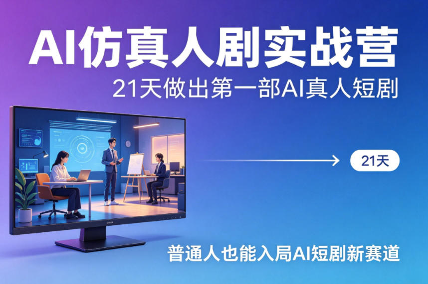 闲鱼引流-AI真人短剧实战营课程主视觉图展示Seedance、Vidu、可灵与即梦四大主流<a href="https://www.zdlhp.com/aishipin/" title="AI视频" target="_blank">AI视频</a>工具界面及成片效果