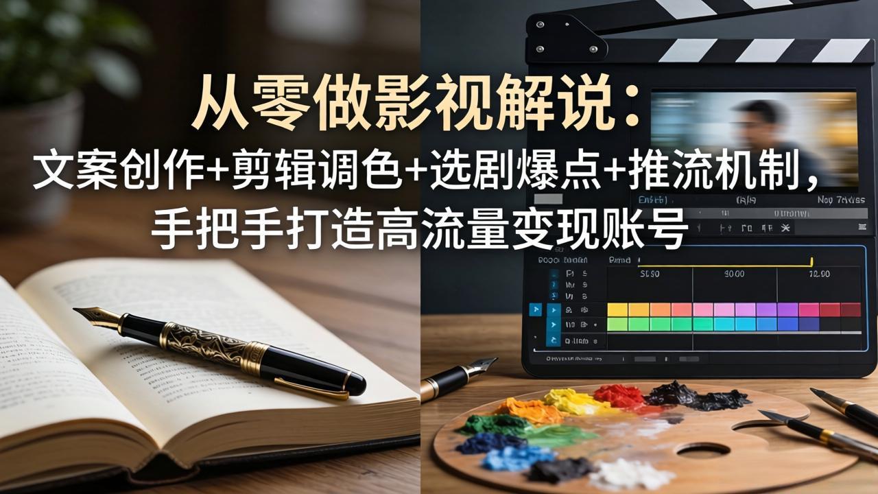 <a href="https://www.zdlhp.com/remen/9257.html" title="闲鱼" target="_blank">闲鱼</a>引流-影视解说实战课程封面图：31节全流程教学含文案剪辑调色推流