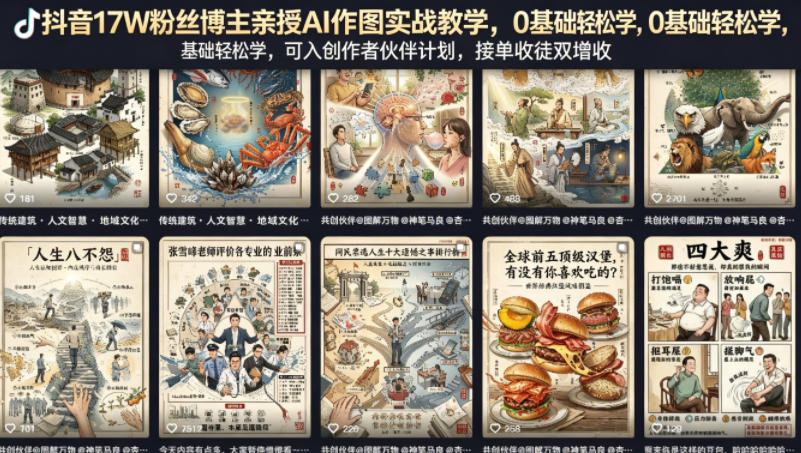 闲鱼引流-抖音17万粉丝博主AI作图实战课封面图展示商业级封面设计效果
