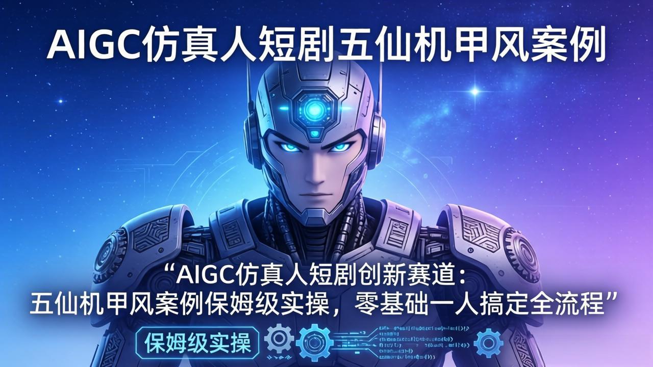 <a href="https://www.zdlhp.com/remen/9257.html" title="闲鱼" target="_blank">闲鱼</a>引流-五仙机甲风AIGC短剧教学封面图：福禄寿喜财五角色机甲造型全景展示，科技感与传统纹样融合