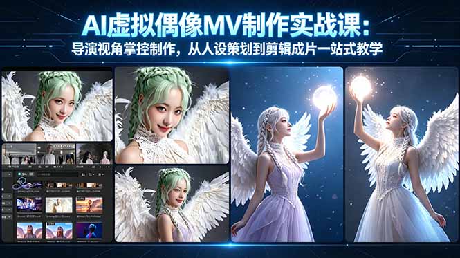 <a href="https://www.zdlhp.com/remen/9257.html" title="闲鱼" target="_blank">闲鱼</a>引流-AI虚拟偶像MV制作课程封面图，展示LOFI质感与数字人设融合的视觉风格