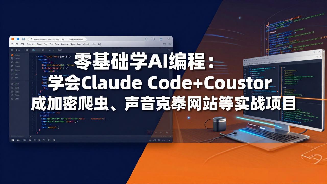 <a href="https://www.zdlhp.com/remen/9257.html" title="闲鱼" target="_blank">闲鱼</a>引流-Claude Code实战课程封面图：AI编程工具界面与Cursor集成演示场景