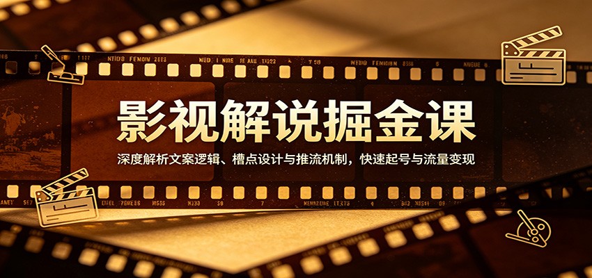 <a href="https://www.zdlhp.com/remen/9257.html" title="闲鱼" target="_blank">闲鱼</a>引流-影视解说培训课程封面图：涵盖文案写作、PR剪辑、AU修音与封面设计全流程教学