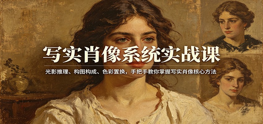 <a href="https://www.zdlhp.com/remen/9257.html" title="闲鱼" target="_blank">闲鱼</a>引流-写实肖像绘画系统课封面图：高清人物头像示范与课程结构可视化导图