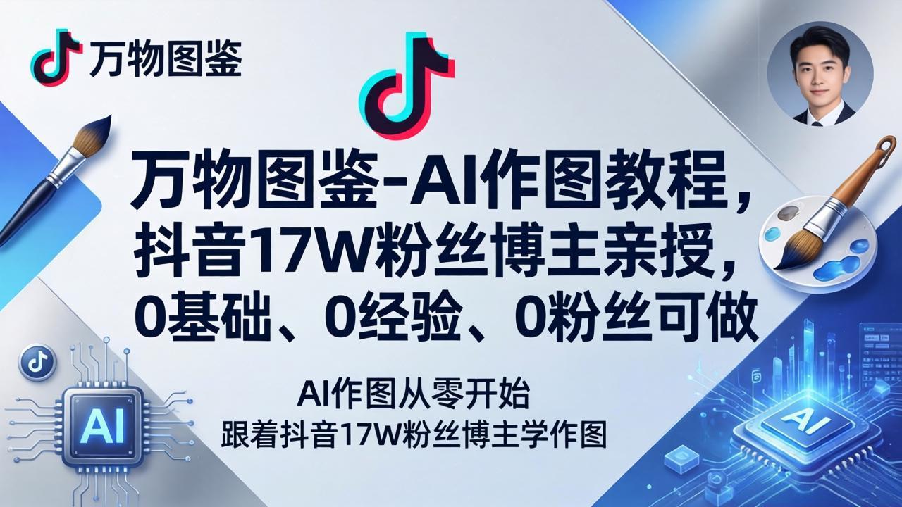 闲鱼引流-抖音17万粉丝AI作图博主实操教学封面图，展示AI生成科普类封面与商用定制图效果