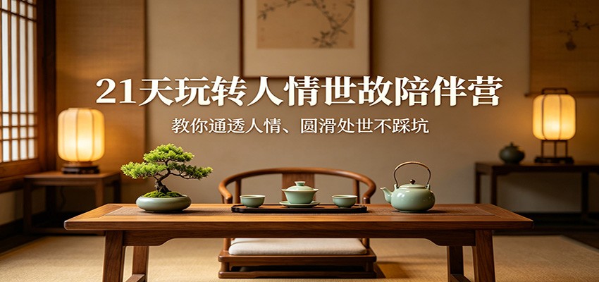 <a href="https://www.zdlhp.com/remen/9257.html" title="闲鱼" target="_blank">闲鱼</a>引流-21天人情世故课程封面图，展现温暖人文风格与系统化学习路径