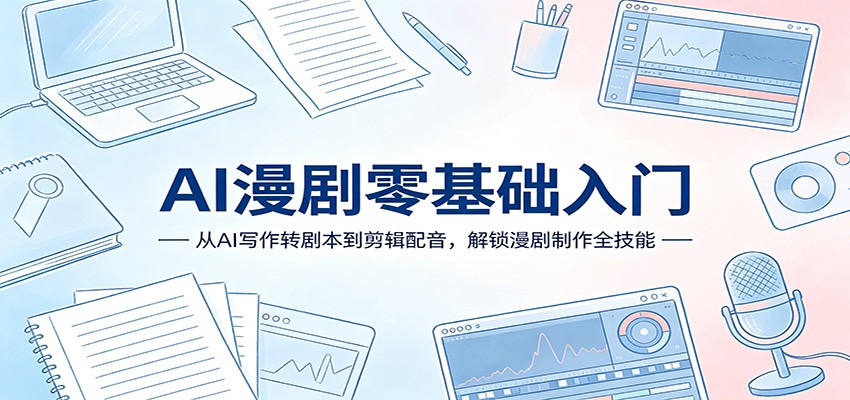 <a href="https://www.zdlhp.com/remen/9257.html" title="闲鱼" target="_blank">闲鱼</a>引流-AI漫剧全流程教学封面图展示小说转剧本、AI分镜与生视频三大核心模块