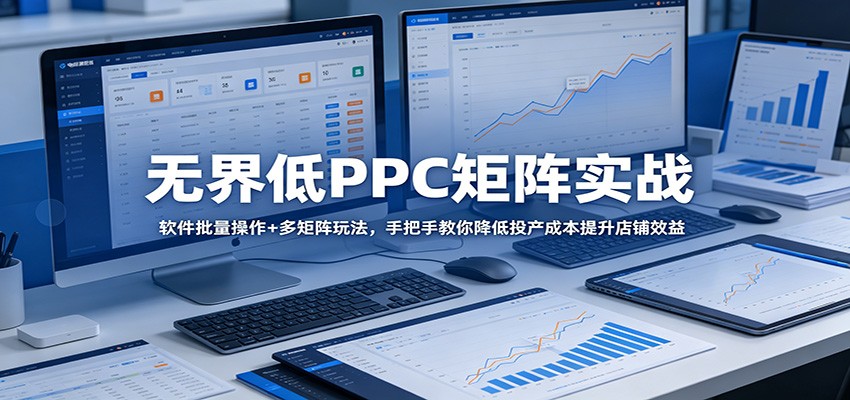 <a href="https://www.zdlhp.com/remen/9257.html" title="闲鱼" target="_blank">闲鱼</a>引流-无界低PPC矩阵实操课程封面图，展示广告优化系统界面与ROI增长曲线