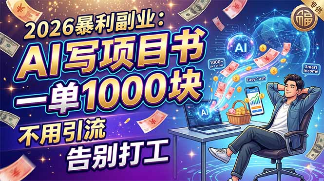 0成本启动！AI代写项目书副业，3步接单变现，新手也能月入过万！