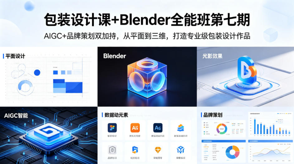 <a href="https://www.zdlhp.com/remen/9257.html" title="闲鱼" target="_blank">闲鱼</a>引流-Blender包装设计课程实景教学图：学员使用AIGC生成插画并导入Blender进行三维瓶型建模与材质渲染