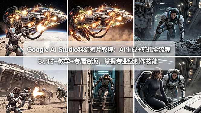 <a href="https://www.zdlhp.com/remen/9257.html" title="闲鱼" target="_blank">闲鱼</a>引流-谷歌AI Studio科幻短片制作教程封面图，含中英字幕与1080P标识