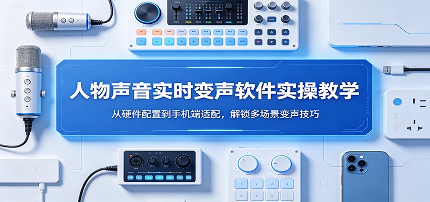 <a href="https://www.zdlhp.com/remen/9257.html" title="闲鱼" target="_blank">闲鱼</a>引流-人物声音实时变声软件教学界面截图含多音色切换面板和设备输入设置选项