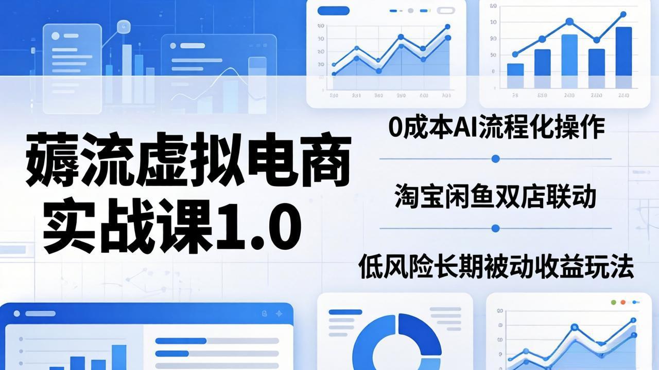 闲鱼引流-虚拟电商陪跑课程封面图展示核心卖点与双平台联动标识