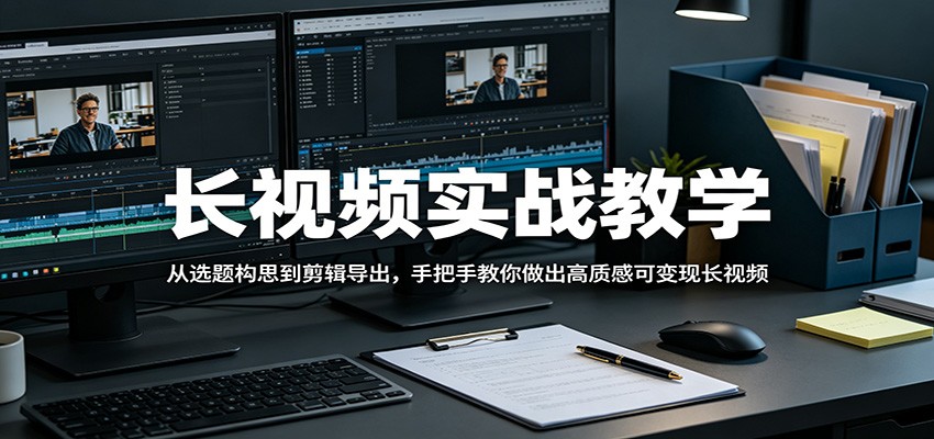 <a href="https://www.zdlhp.com/remen/9257.html" title="闲鱼" target="_blank">闲鱼</a>引流-零基础长视频制作课程封面图：高清画面展示脚本撰写、多机位拍摄与剪辑界面操作