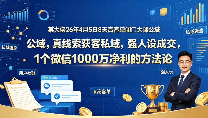 <a href="https://www.zdlhp.com/remen/9257.html" title="闲鱼" target="_blank">闲鱼</a>引流-2026高客单老板IP实战课程封面图，展示战略全景与强人设成交路径