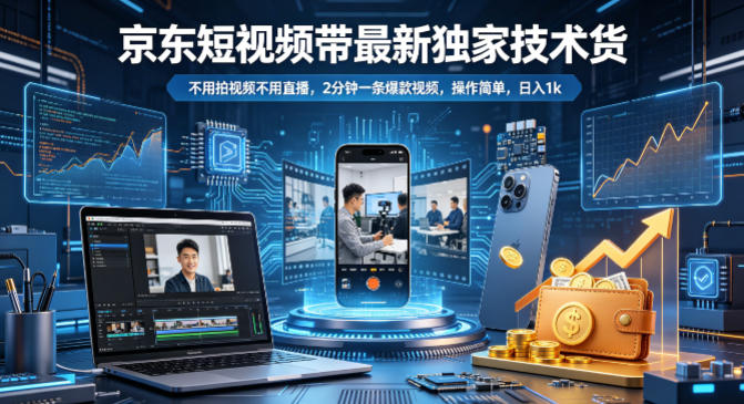 <a href="https://www.zdlhp.com/remen/9257.html" title="闲鱼" target="_blank">闲鱼</a>引流-京东短视频轻量化带货实操界面截图：展示后台上传流程、商品挂载弹窗及佣金预估面板