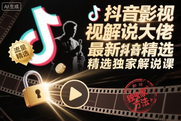 <a href="https://www.zdlhp.com/remen/9257.html" title="闲鱼" target="_blank">闲鱼</a>引流-2026年抖音影视解说精选进阶课封面图：AI文案生成+超清修复+精选结构化教学
