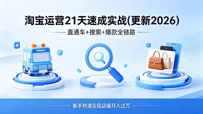 <a href="https://www.zdlhp.com/remen/9257.html" title="闲鱼" target="_blank">闲鱼</a>引流-淘系运营21天速成班课程封面图，展示淘宝天猫店铺流量增长与爆款打造核心方法论