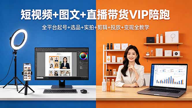 闲鱼引流-抖音快手视频号三端带货陪跑课程封面图，含实拍剪辑<a href="https://app-a873btcv2n0h.appmiaoda.com" title="AI" target="_blank">AI</a>工具与爆款案例展示