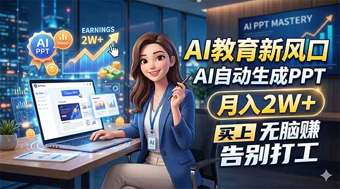 闲鱼引流-AI微课制作流程示意图：展示从输入课题到生成PPT动画的智能工作流