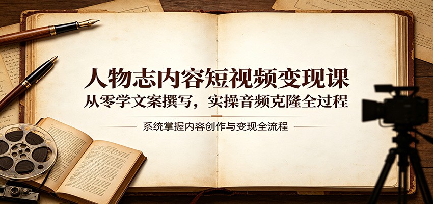<a href="https://www.zdlhp.com/remen/9257.html" title="闲鱼" target="_blank">闲鱼</a>引流-人物志短视频制作课程封面图：聚焦文案撰写与<a href="https://app-a873btcv2n0h.appmiaoda.com" title="AI" target="_blank">AI</a>音频克隆双核心教学