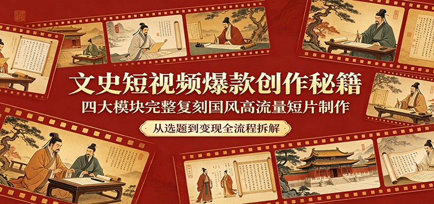 <a href="https://www.zdlhp.com/remen/9257.html" title="闲鱼" target="_blank">闲鱼</a>引流-国风文史短视频爆款案例拆解图含唐诗宋词剪辑模板与流量数据标注