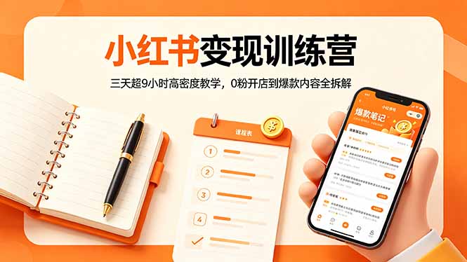 <a href="https://www.zdlhp.com/remen/9257.html" title="闲鱼" target="_blank">闲鱼</a>引流-小红书新手起号训练营课程封面图，含大漂亮讲师形象与‘3天系统课’核心标识