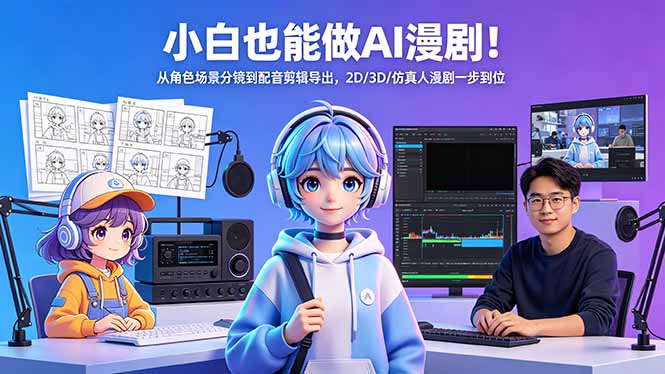 0成本入门AI漫剧制作！3步搞定角色分镜、智能配音与成片导出，新手7天精准获客变现