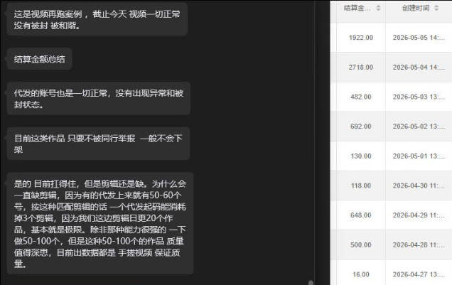 闲鱼引流-短视频矩阵2.0后台数据看板截图：实时监测各发手账号播放量、互动率及收益分成明细