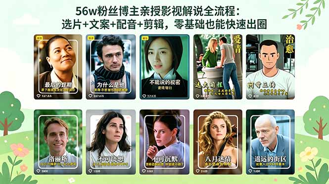 (图1) <a href="https://www.zdlhp.com/remen/9257.html" title="闲鱼" target="_blank">闲鱼</a>引流-影视解说实战课程封面图:资深博主亲授爆款选片与情绪配音技巧