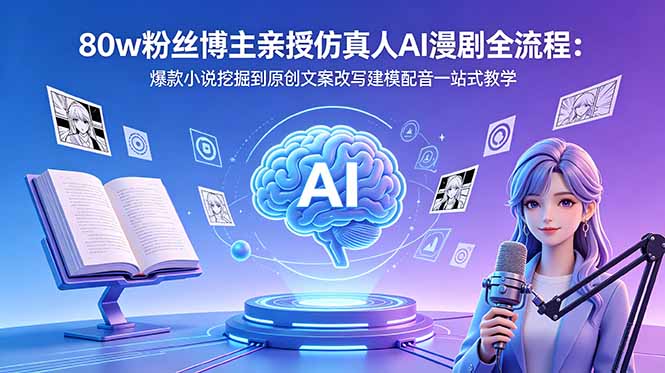 (图1) 闲鱼引流-AI漫剧课程封面图展示仿真人角色建模与动态分镜效果