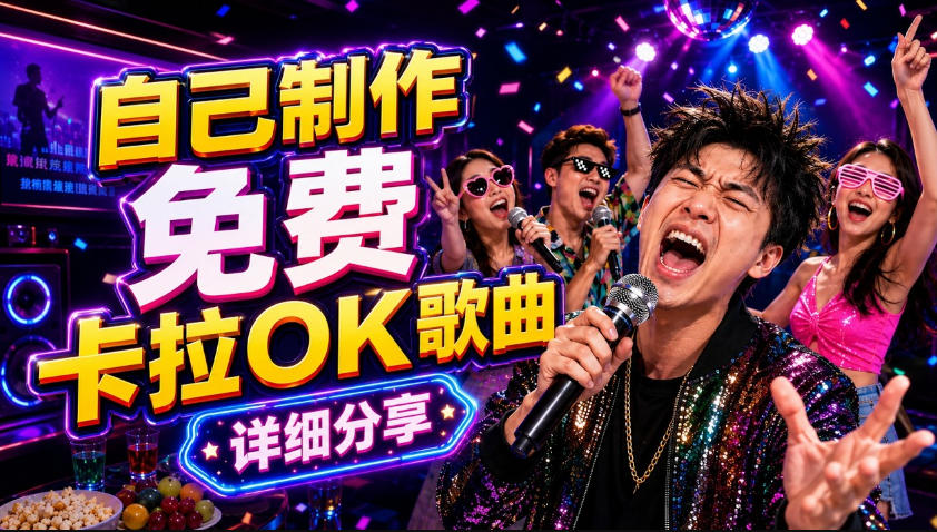 (图1) <a href="https://www.zdlhp.com/remen/9257.html" title="闲鱼" target="_blank">闲鱼</a>引流-零基础AI卡拉OK视频制作全流程示意图:展示歌曲生成、人声分离、智能字幕、高清导出四大核心环节